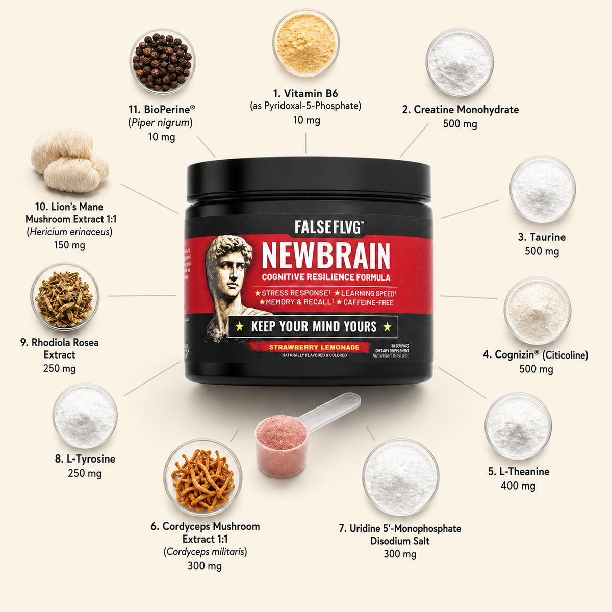 Every NEWBRAIN ingredient and its exact dose