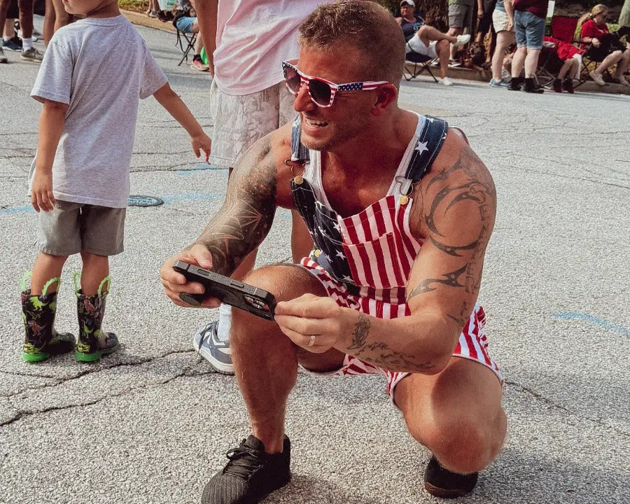 Danny, founder of FalseFlvg, at a hometown parade