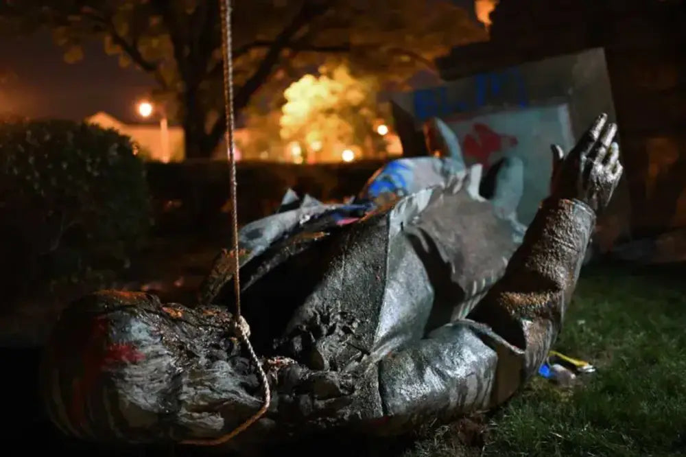 A toppled statue pulled down during the 2020 unrest